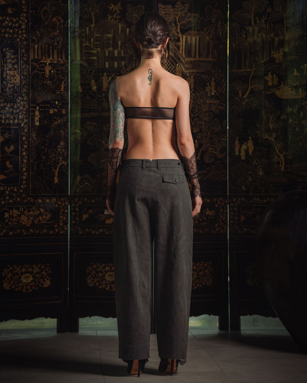 Tube Top - Black Velvet Strings