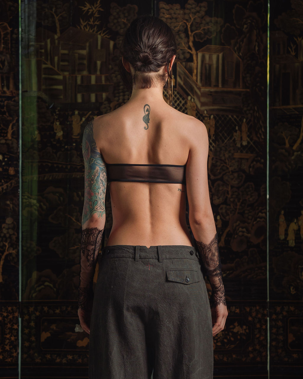 Tube Top - Black Velvet Strings