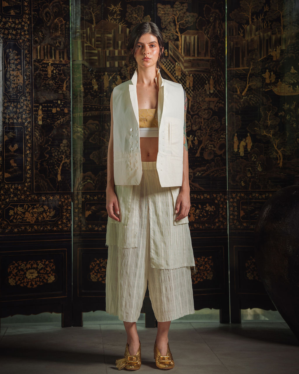 Woolf Lace Vest - White