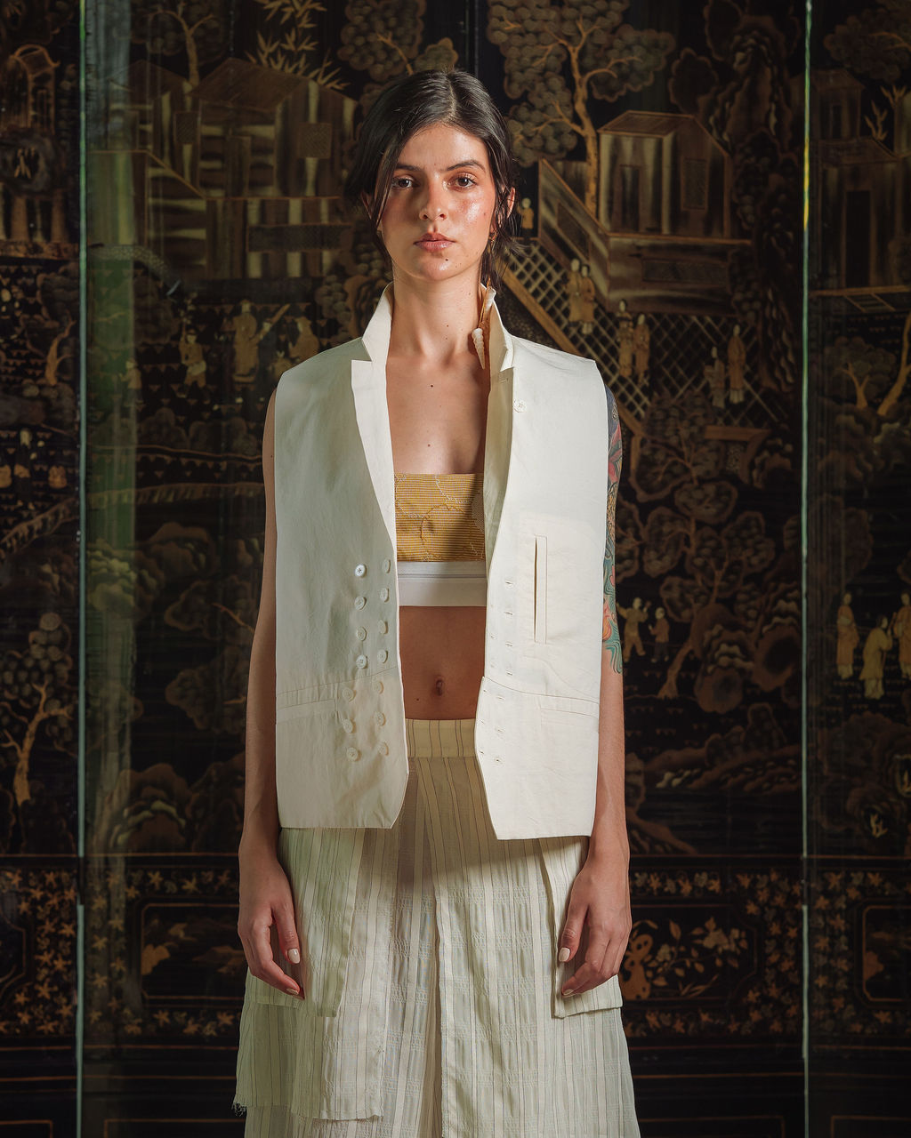 Woolf Lace Vest - White